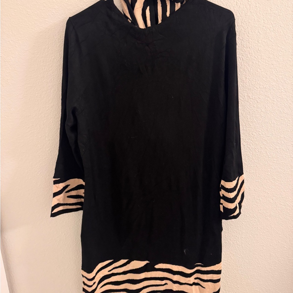 Black Dress with Zebra Print Accents
